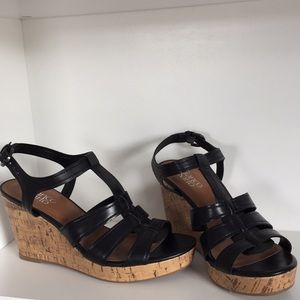 Franco Sarto black wedge sandal
